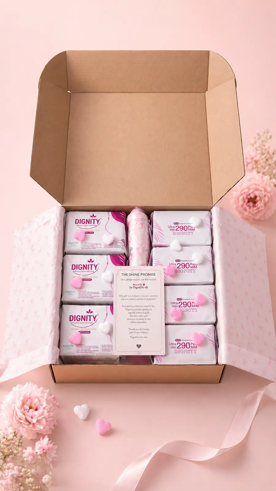 SHINE With Dignity product experience showcasing dignified menstrual wellness